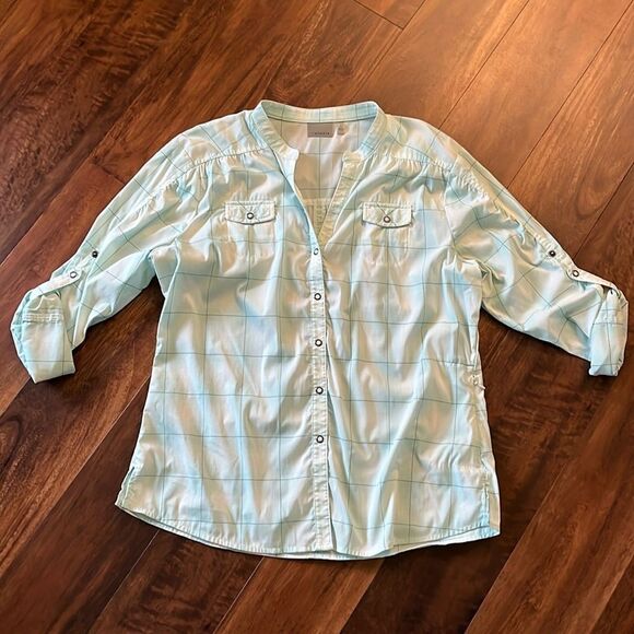 Athleta happy trails camp shirt green button up XL - Picture 1 of 3